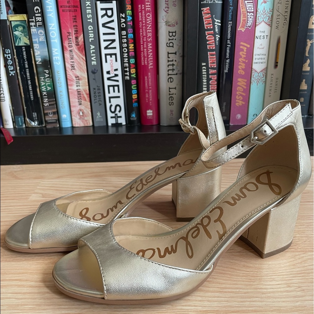 Sam Edelman Gold Daniella Ankle Strap Heel